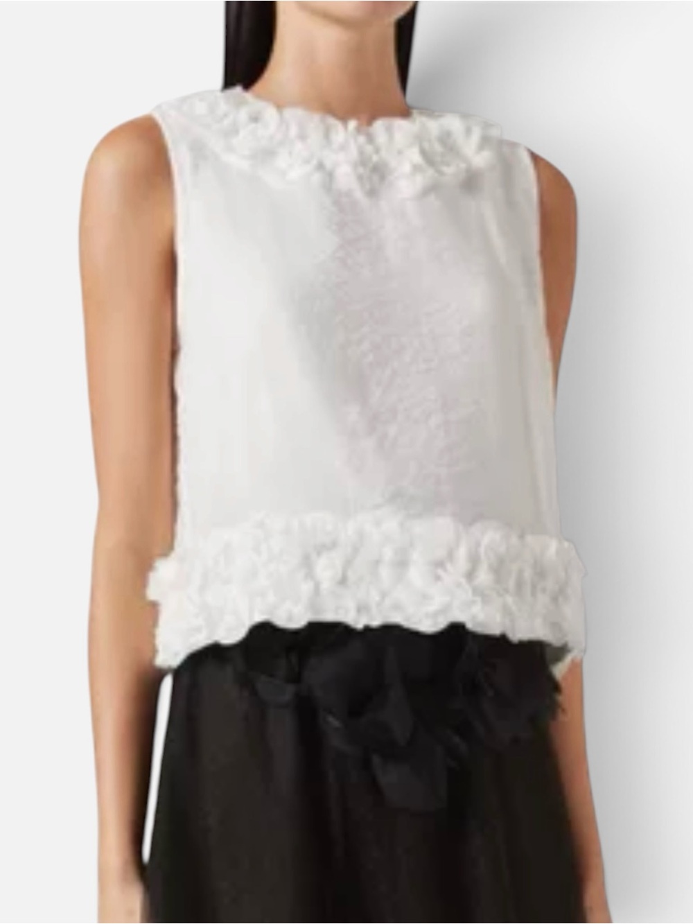 byTimo Cropped 3D Floral Trim Sleeveless Blouse White 
S New! Scandigirl $295